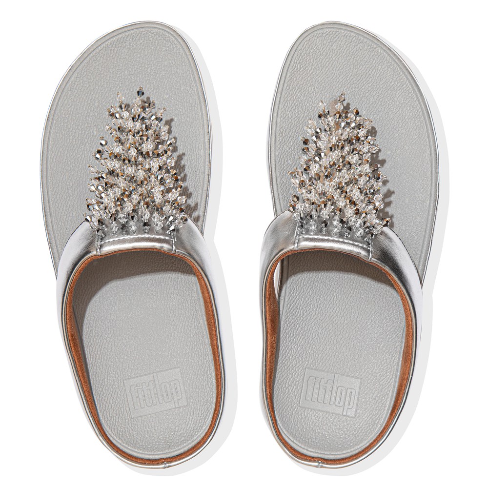 Fitflop Womens Sandals Silver - Rumba Beaded Toe-post - 34JILOQNP